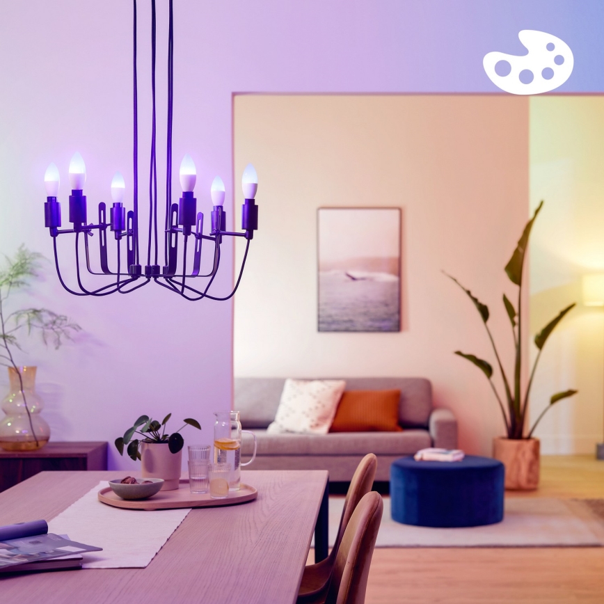 SET 2x dimbare RGB-LED-lamp Philips SMART C37 E14/4,9W/230V 2200-6500K CRI 90