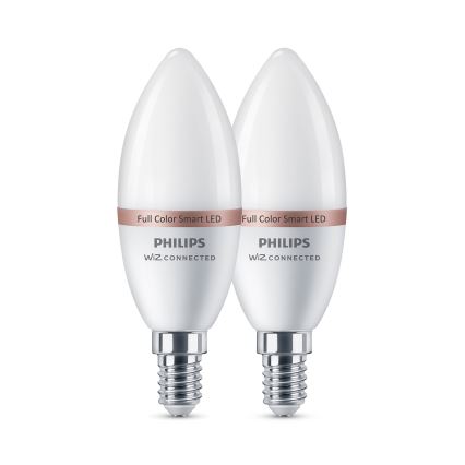 SET 2x dimbare RGB-LED-lamp Philips SMART C37 E14/4,9W/230V 2200-6500K CRI 90