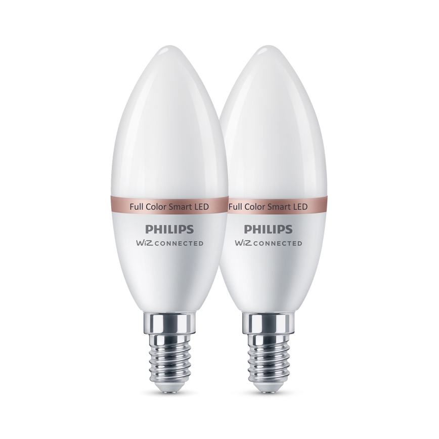 SET 2x dimbare RGB-LED-lamp Philips SMART C37 E14/4,9W/230V 2200-6500K CRI 90