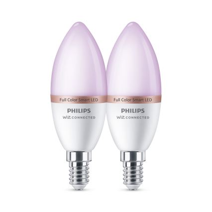 SET 2x dimbare RGB-LED-lamp Philips SMART C37 E14/4,9W/230V 2200-6500K CRI 90