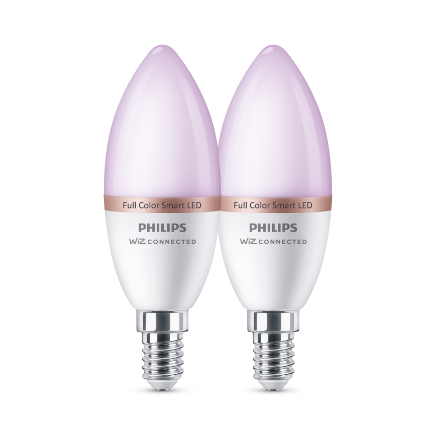 SET 2x dimbare RGB-LED-lamp Philips SMART C37 E14/4,9W/230V 2200-6500K CRI 90