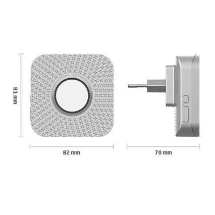 Set van 2 draadloze deurbellen voor in het stopcontact, kinetisch, 230V, wit