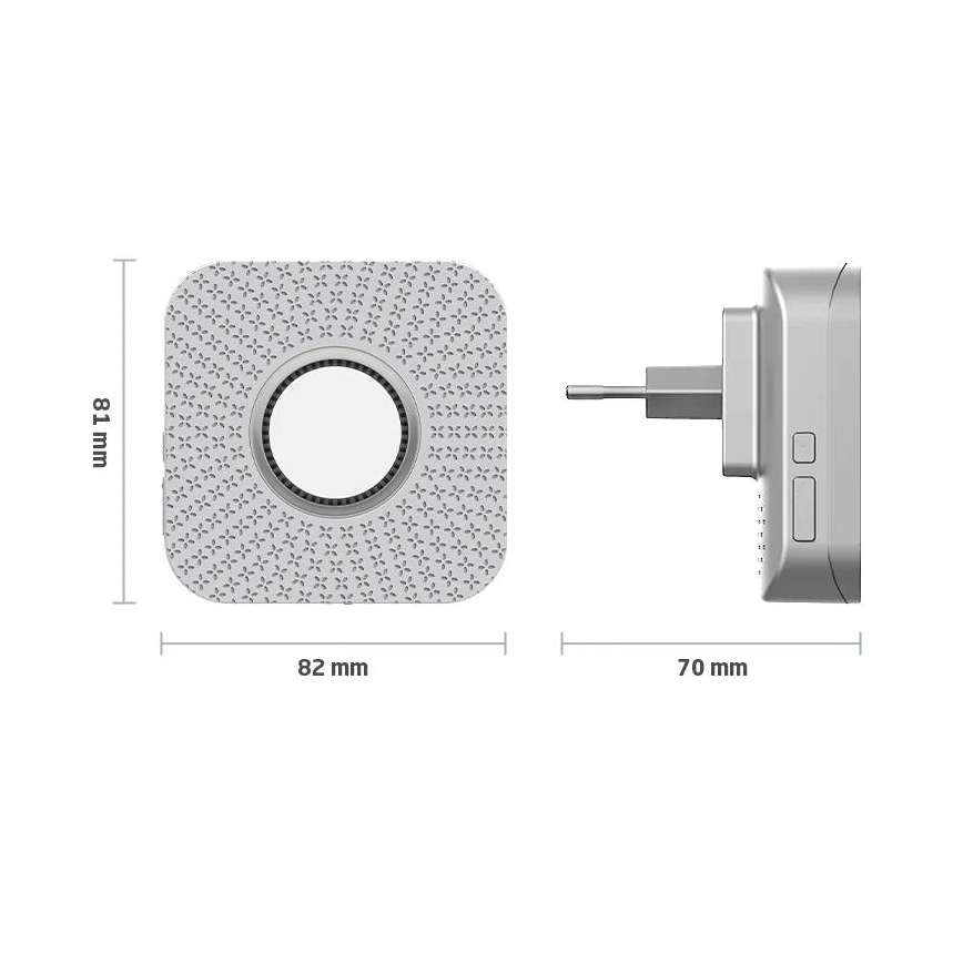 Set van 2 draadloze deurbellen voor in het stopcontact, kinetisch, 230V, wit