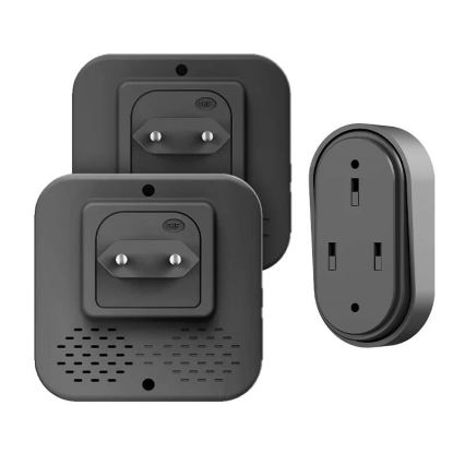 SET VAN 2 draadloze deurbellen voor in het stopcontact, kinetisch, 230V, zwart