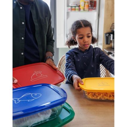 Set van 2 glazen bewaardozen voor levensmiddelen PYREX 1,2/2,5 l