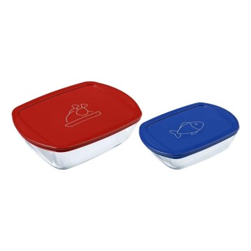 Set van 2 glazen bewaardozen voor voedsel PYREX 1,2/2,5 l