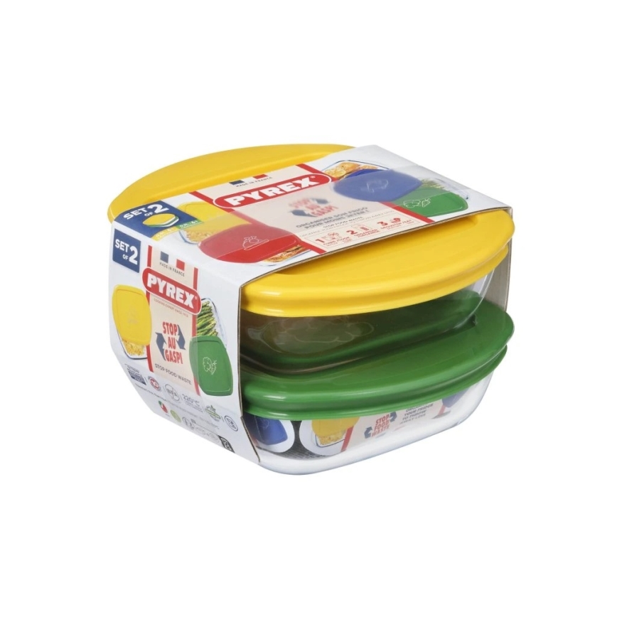 Set van 2 glazen bewaarpotten PYREX 0,3 l