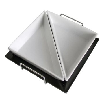 Set van 2 kommen met dienblad TORO, keramiek/hout