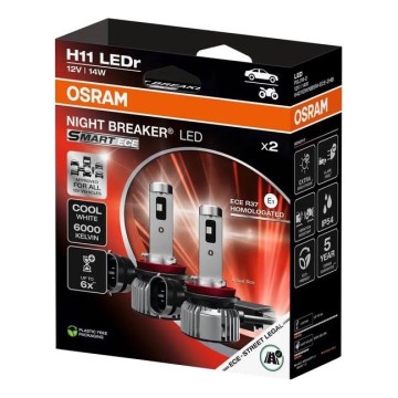 Set van 2 LED-autolampen NIGHT BREAKER SMART H11 PGJ19-2/14W/12V 6000K - Osram