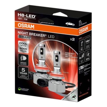 Set van 2 LED-autolampen NIGHT BREAKER SMART H8 PGJ19-1/7W/12V 6000K - Osram