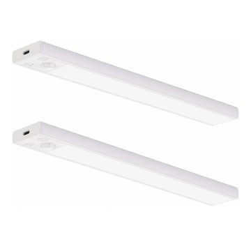 Set van 2 oplaadbare LED-meubelverlichting met bewegings- en schemersensor VIRO LED/1,2W/3,7V 800 mAh 3000/4000/6500K 30 cm wit