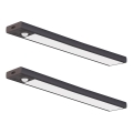 Set van 2 oplaadbare LED-meubelverlichting met bewegings- en schemersensor VIRO, LED/1,2W/3,7V, 800 mAh, 3000/4000/6500K, 30 cm, zwart