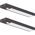 Set van 2 oplaadbare LED-meubelverlichting met bewegings- en schemersensor VIRO LED/1W/3,7V 800 mAh 3000/4000/6500K 20 cm zwart