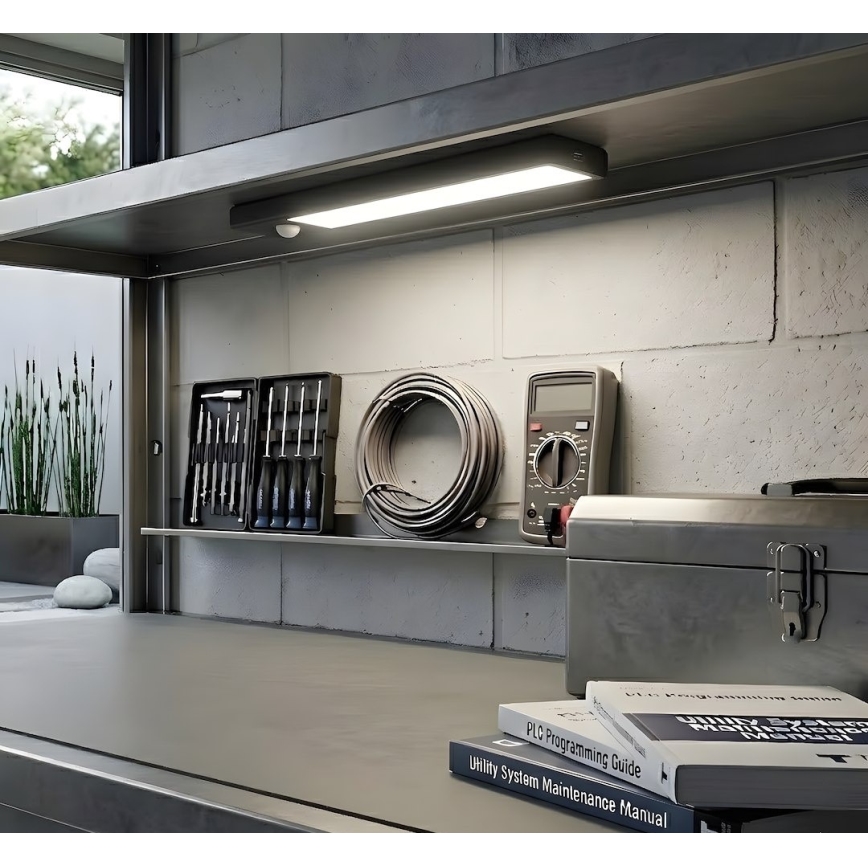 Set van 2 oplaadbare meubelverlichting met bewegings- en schemersensor VIRO LED/1W/3,7V 800 mAh 3000/4000/6500K 20 cm zwart