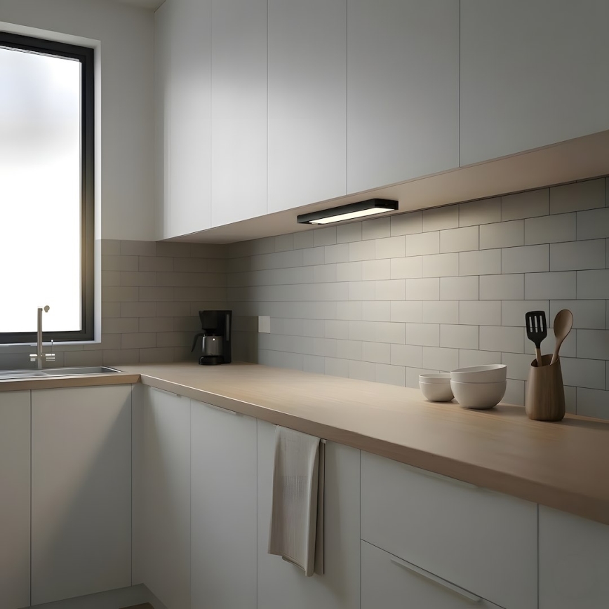 Set van 2 oplaadbare meubelverlichting met bewegings- en schemersensor VIRO LED/1W/3,7V 800 mAh 3000/4000/6500K 20 cm zwart