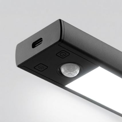 Set van 2 oplaadbare meubelverlichting met bewegings- en schemersensor VIRO LED/1W/3,7V 800 mAh 3000/4000/6500K 20 cm zwart