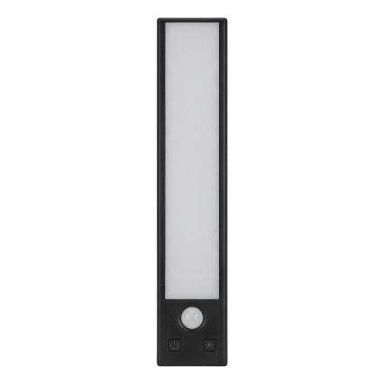 Set van 2 oplaadbare meubelverlichting met bewegings- en schemersensor VIRO LED/1W/3,7V 800 mAh 3000/4000/6500K 20 cm zwart