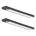 Set van 2 oplaadbare LED-meubelverlichtingen met bewegings- en schemersensor VIRO LED/1,2W/3,7V 800 mAh 3000/4000/6500K 30 cm zwart