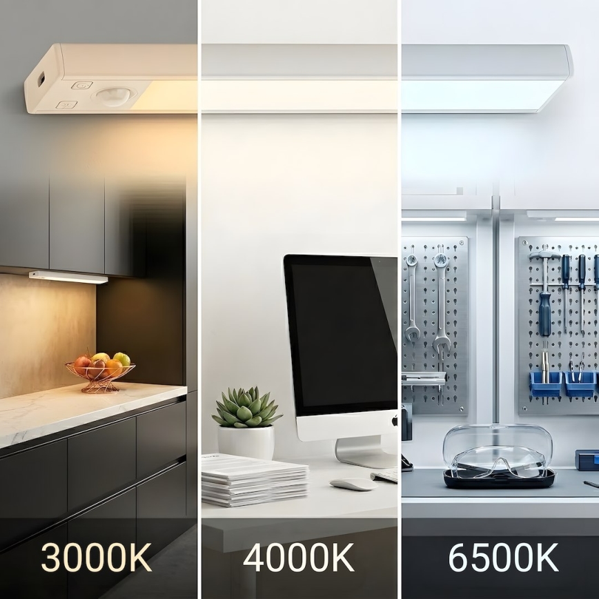 SET 2x LED oplaadbare meubelverlichting met bewegings- en schemersensor VIRO LED/1W/3,7V 800 mAh 3000/4000/6500K 20 cm wit