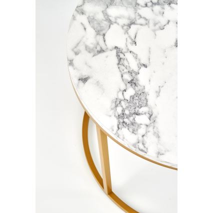 Set van 2 PACILA salontafels, marmerdecor/goud