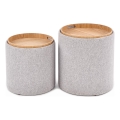 Set van 2 poefs AVIKO Ø 38/45 cm grijs/beige