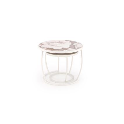 Set van 2 salontafels AURORO beige/wit