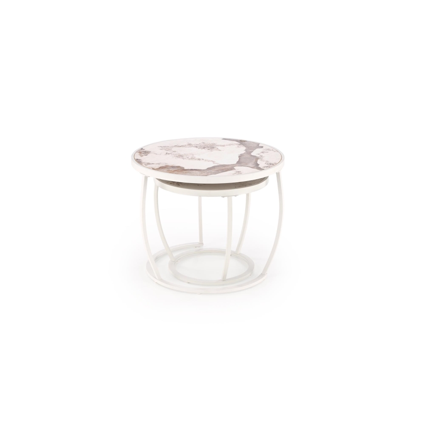 Set van 2 salontafels AURORO beige/wit