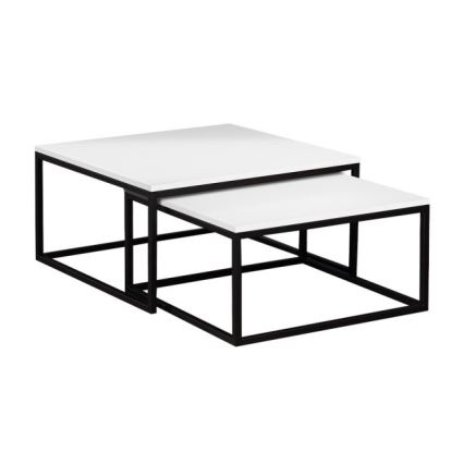 SET van 2 salontafels DUAL 76x76/66x66 cm zwart/wit