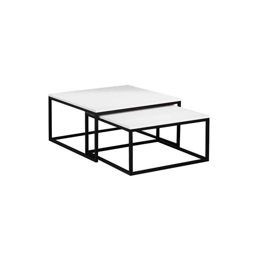 SET van 2 salontafels DUAL 76x76/66x66 cm zwart/wit