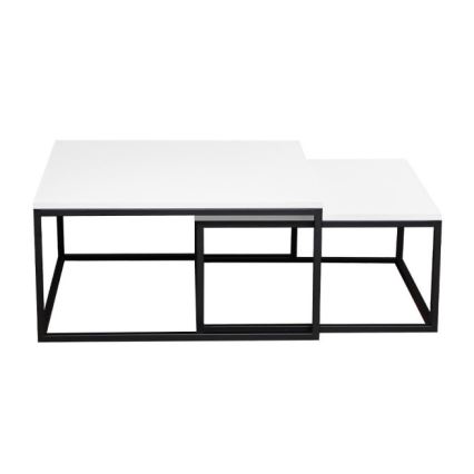 SET van 2 salontafels DUAL 76x76/66x66 cm zwart/wit