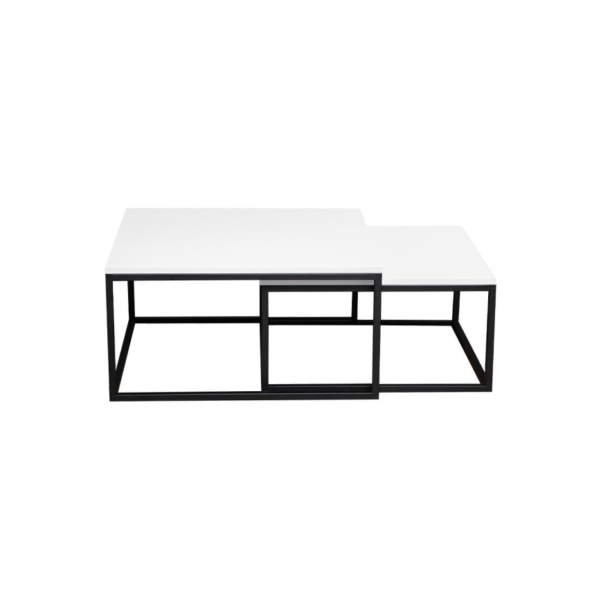 SET van 2 salontafels DUAL 76x76/66x66 cm zwart/wit