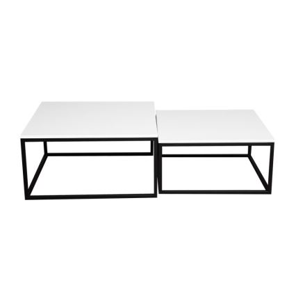 SET van 2 salontafels DUAL 76x76/66x66 cm zwart/wit