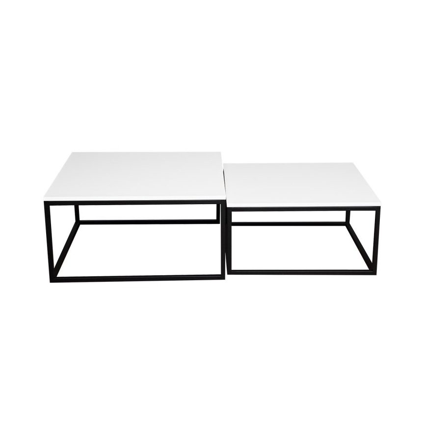 SET van 2 salontafels DUAL 76x76/66x66 cm zwart/wit
