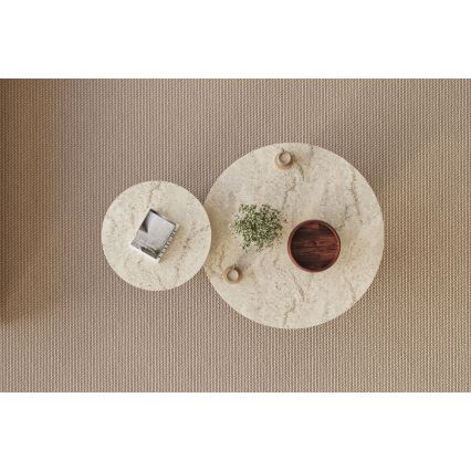 Set van 2 salontafels PURO Ø 40/70 cm notenhout/travertijn