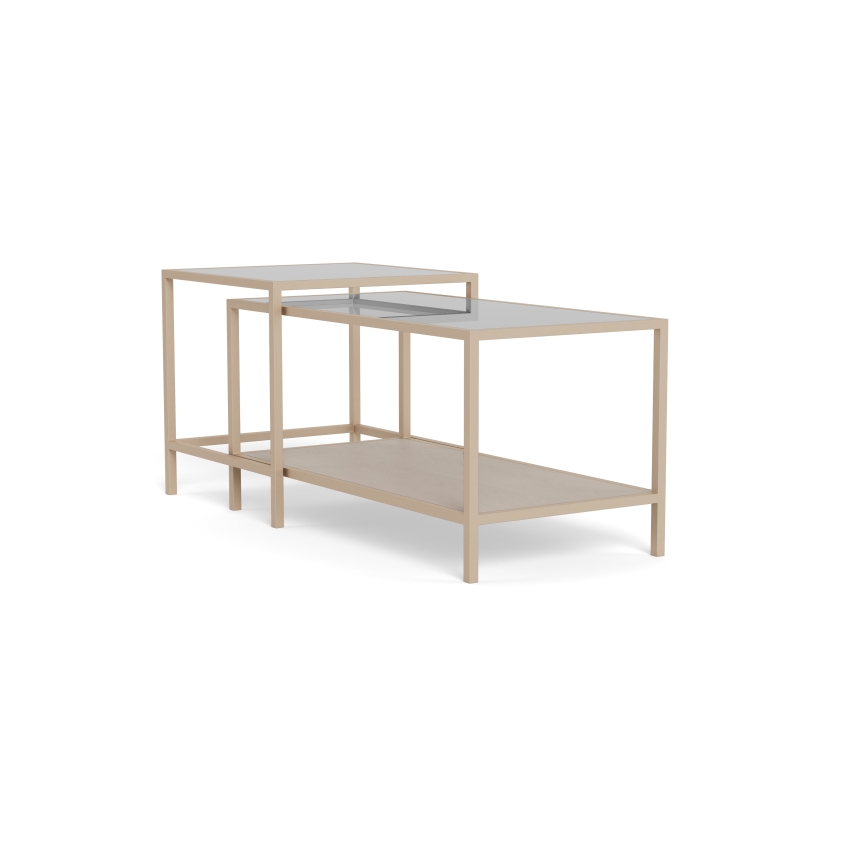 Set van 2 salontafels SARON 90x50 cm grijs/helder