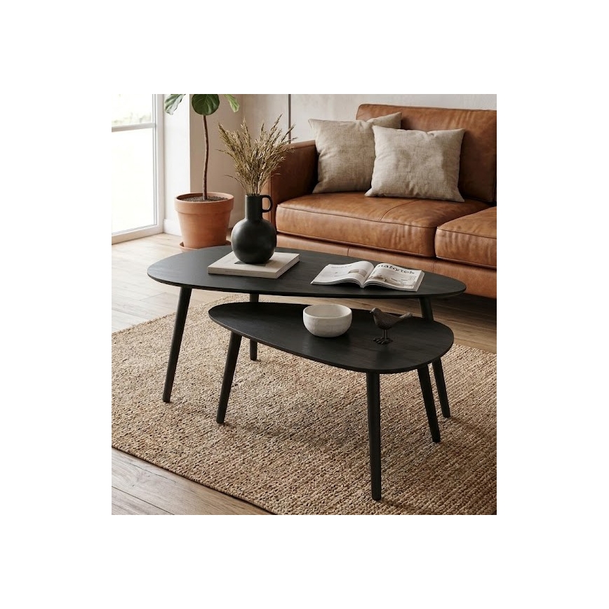 Set van 2 salontafels SOLE 60/80x30/40 cm zwart