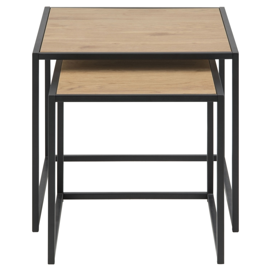 Set van 2 salontafels SARON eiken/zwart