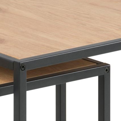 Set van 2 salontafels SARON eiken/zwart