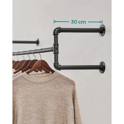 Set van 2 wandhaken voor kledinghangers LINEA, zwart