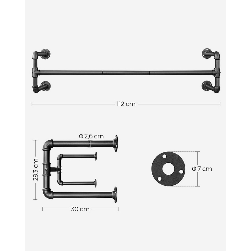 Set van 2 wandhaken voor kledinghangers LINEA, zwart