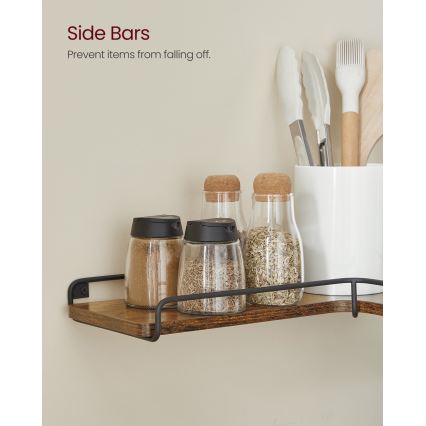 Set van 2 wandplanken SHELFY 40x10x29 cm bruin/zwart
