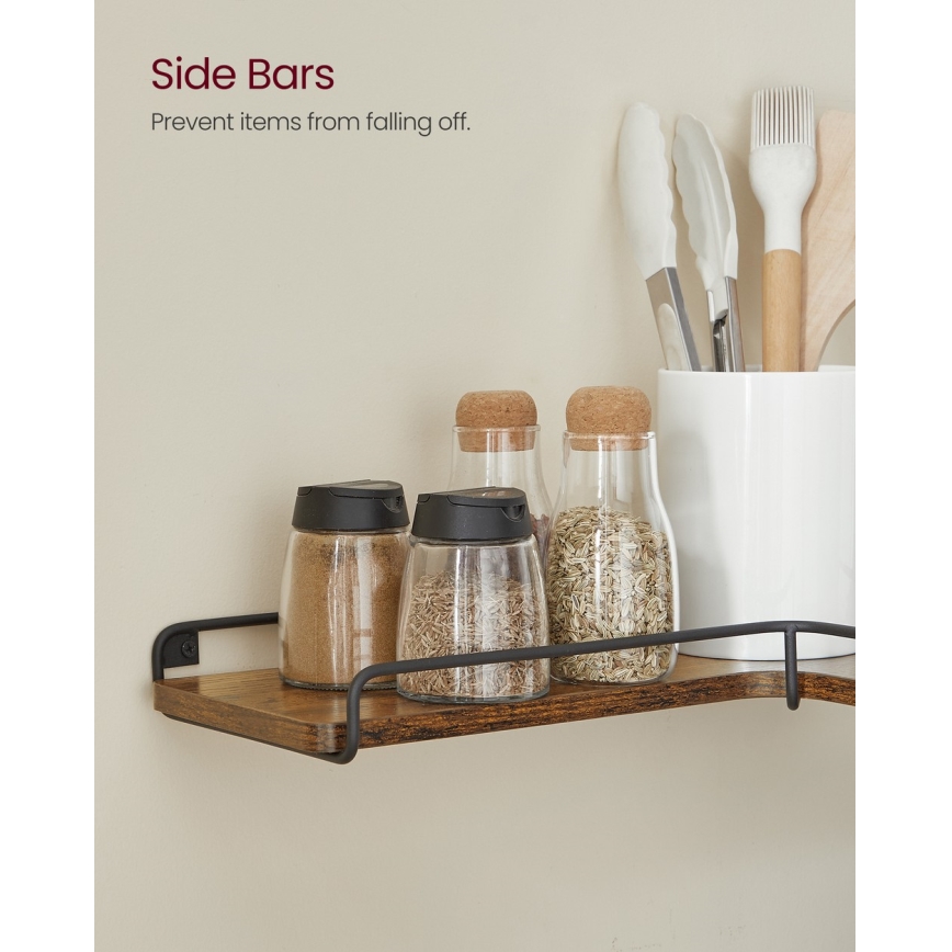 Set van 2 wandplanken SHELFY 40x10x29 cm bruin/zwart