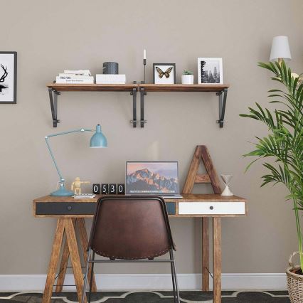 Set van 2 wandplanken SHELFY bruin/zwart