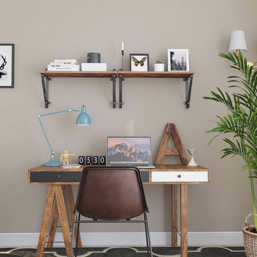 Set van 2 wandplanken SHELFY bruin/zwart