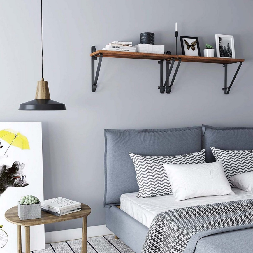 Set van 2 wandplanken SHELFY bruin/zwart