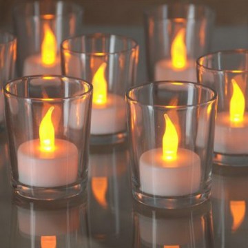 Set van 24 LED-kerstkaarsjes, LED/1xCR2032, 3,8 cm, warm wit