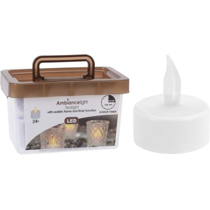 Set van 24 LED-kerstkaarsjes, LED/1xCR2032, 3,8 cm, warm wit
