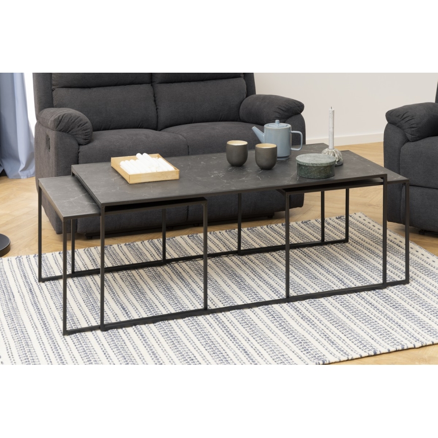 Set van 3 ALMA salontafels antraciet