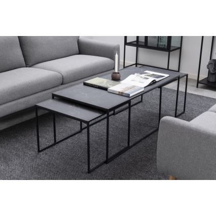 Set van 3 ALMA salontafels antraciet