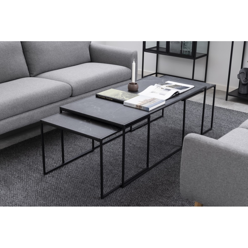 Set van 3 ALMA salontafels antraciet